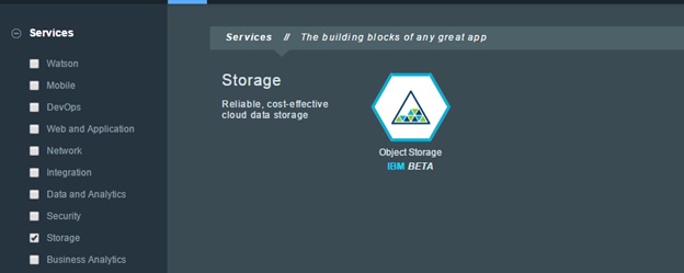 Bluemix select storage